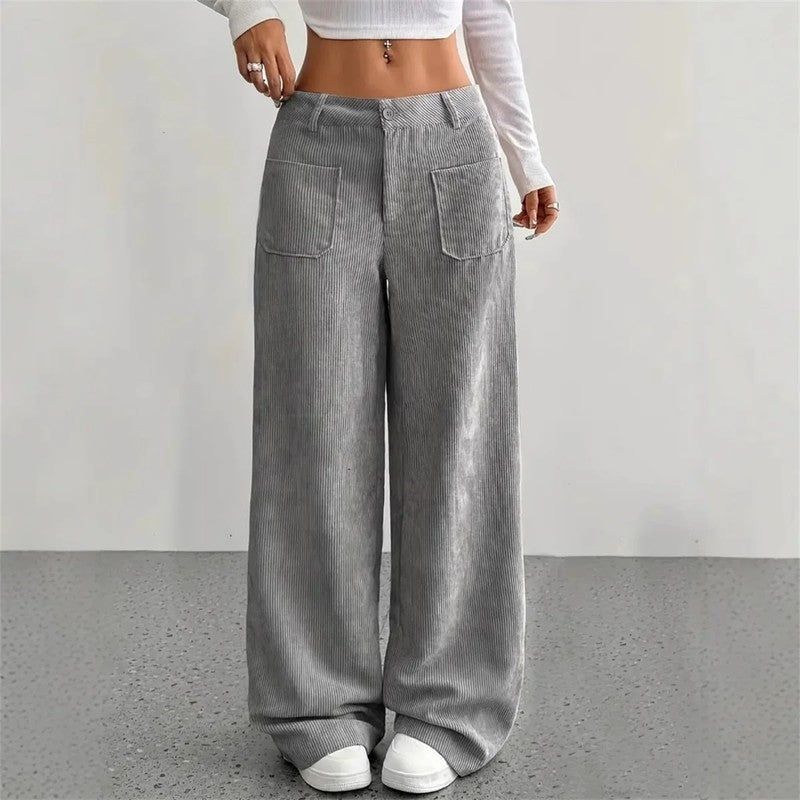 Elvica Wide-Leg Corduroy Relaxed Pants