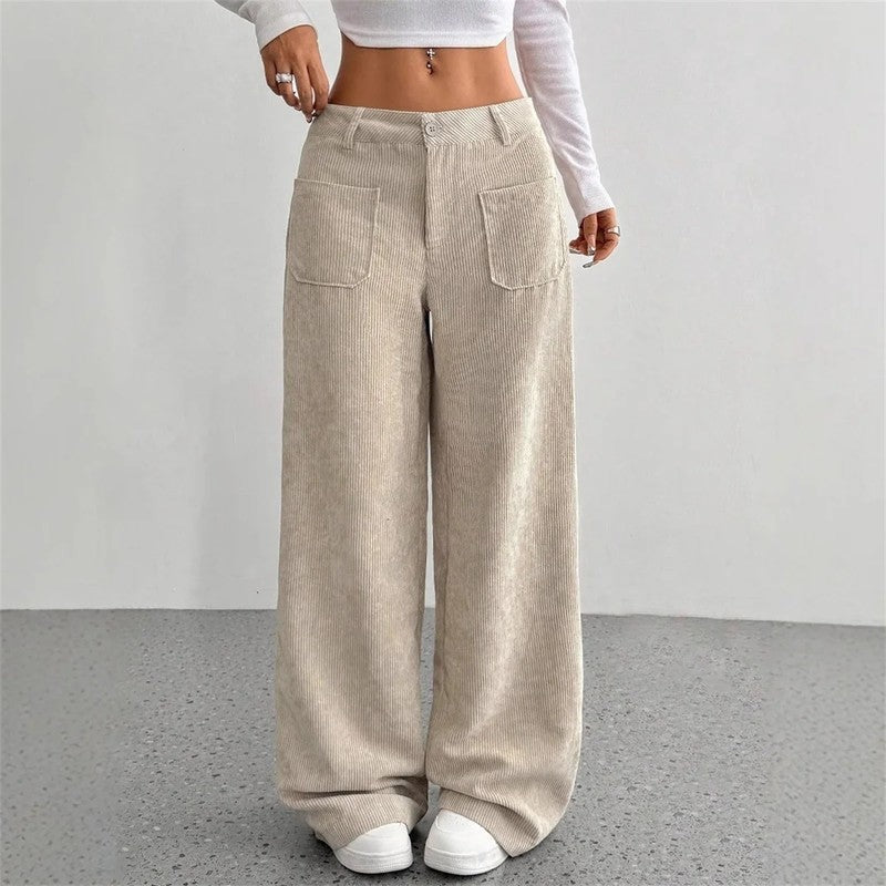 Elvica Wide-Leg Corduroy Relaxed Pants