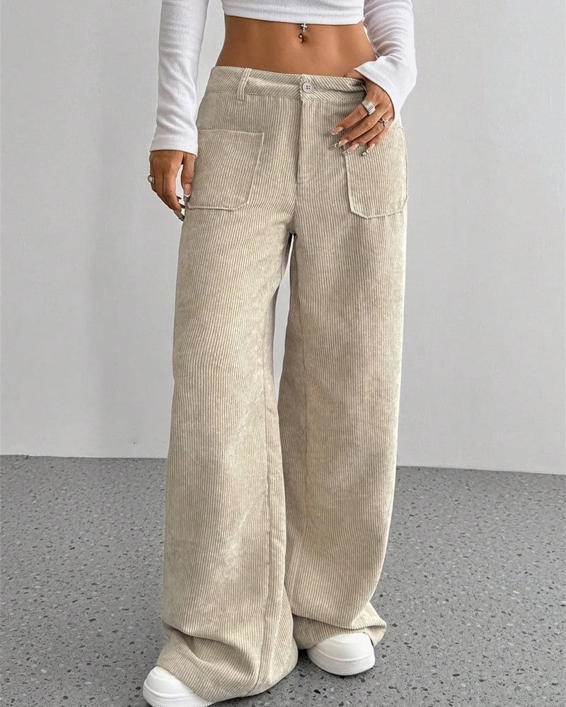 Elvica Wide-Leg Corduroy Relaxed Pants