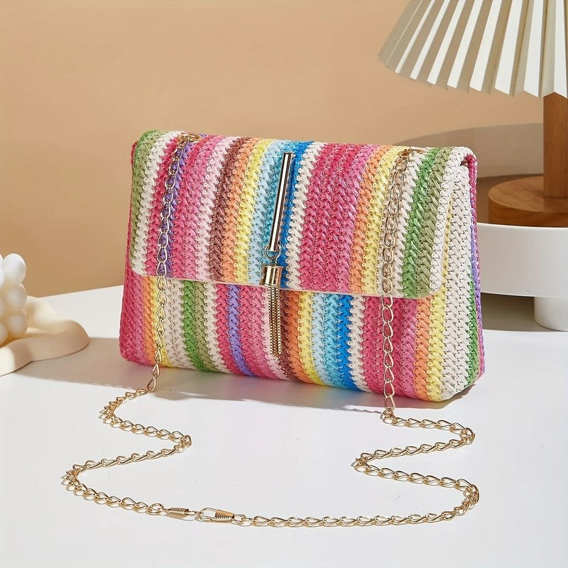 Fiorella Woven Chain Strap Shoulder Bag