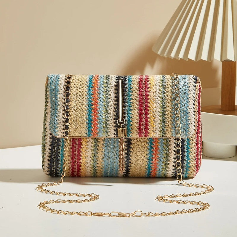 Fiorella Woven Chain Strap Shoulder Bag