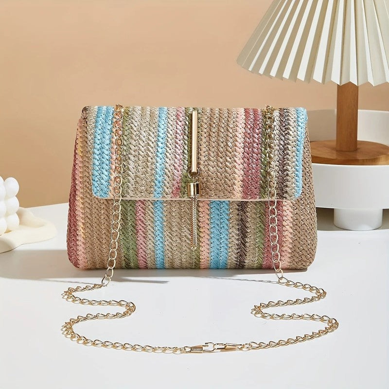 Fiorella Woven Chain Strap Shoulder Bag