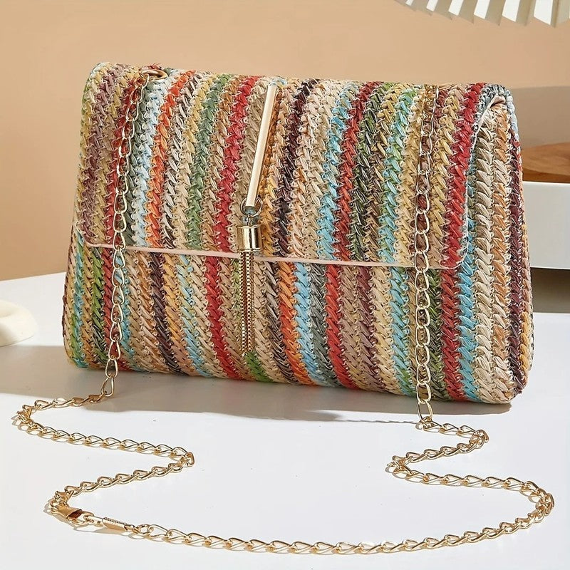 Fiorella Woven Chain Strap Shoulder Bag
