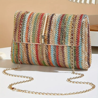 Fiorella Woven Chain Strap Shoulder Bag