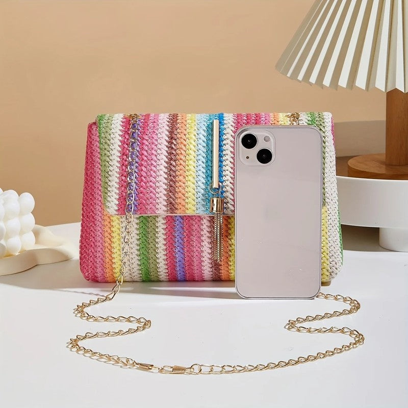 Fiorella Woven Chain Strap Shoulder Bag