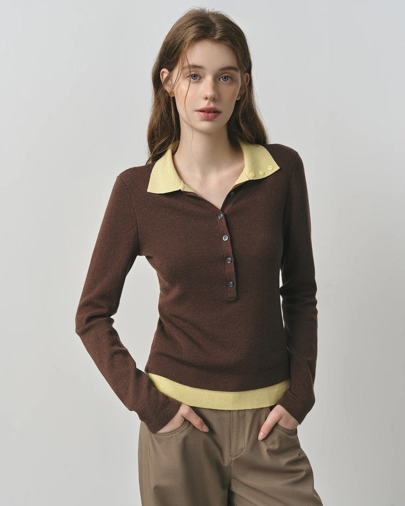 Grace Contrast Collar Knit Polo