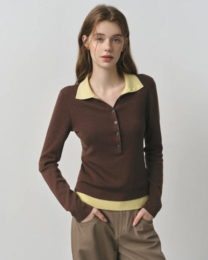 Grace Contrast Collar Knit Polo