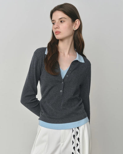 Grace Contrast Collar Knit Polo