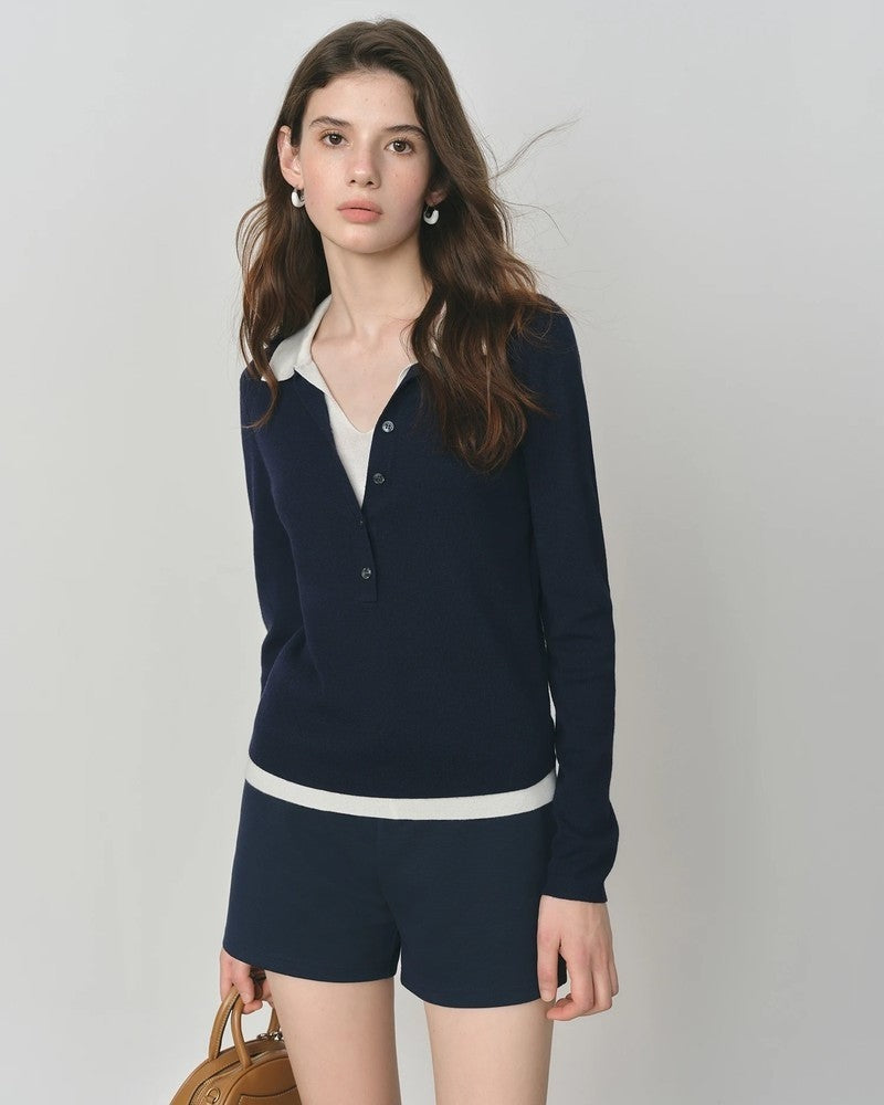 Grace Contrast Collar Knit Polo