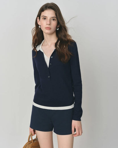 Grace Contrast Collar Knit Polo
