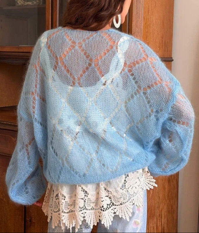 Heidi Relaxed Open-Knit Button Cardigan