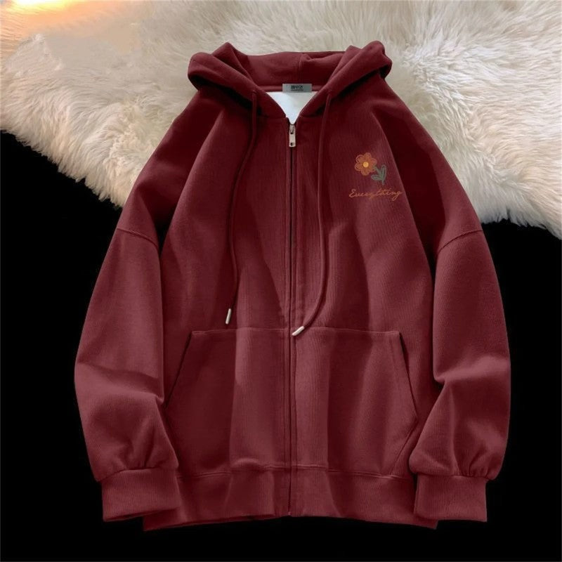 Ingrid Relaxed Embroidered Zip Hoodie