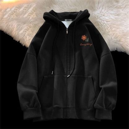 Ingrid Relaxed Embroidered Zip Hoodie