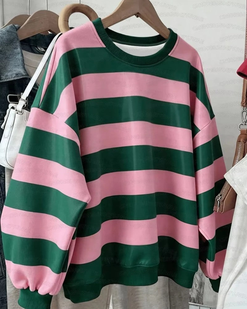 Isabel Oversized Striped Crewneck Sweatshirt