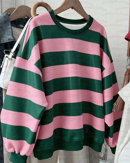 Isabel Oversized Striped Crewneck Sweatshirt