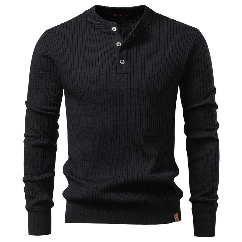 Isadora Ribbed Knit Henley Sweater