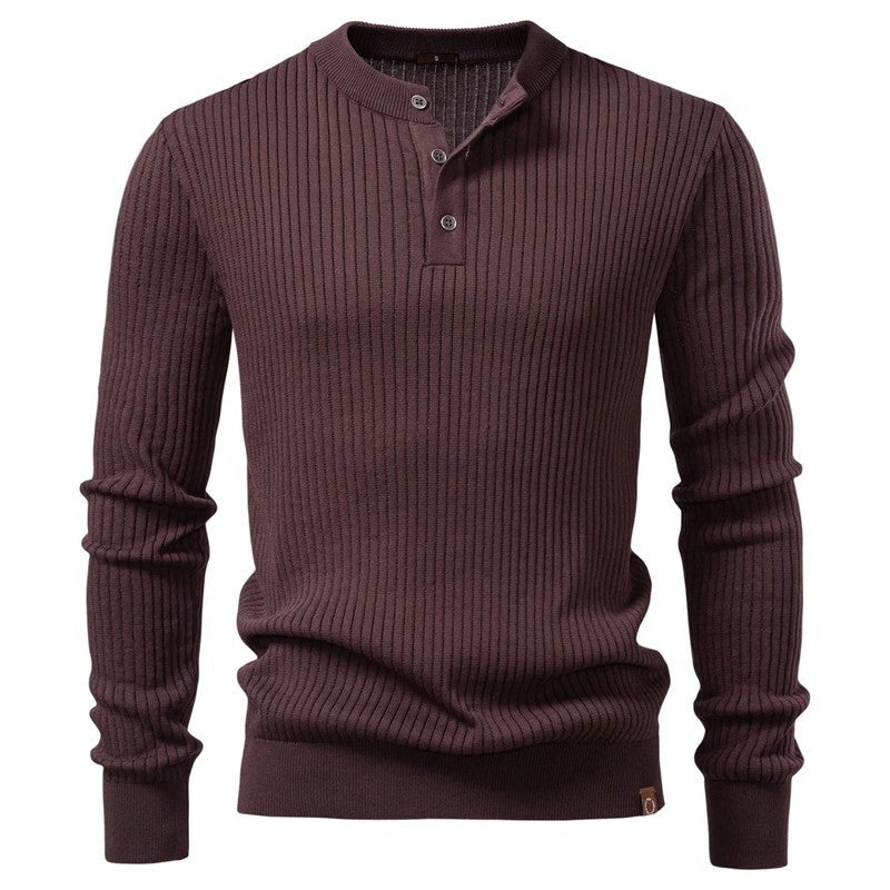 Isadora Ribbed Knit Henley Sweater