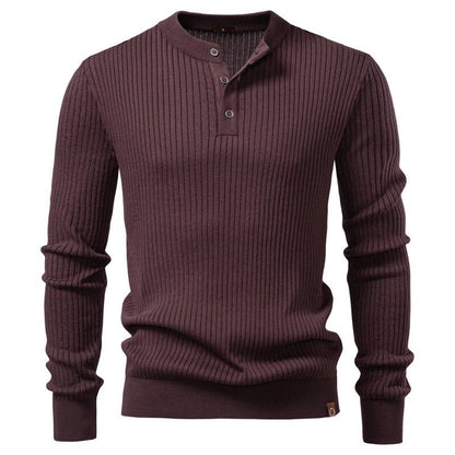 Isadora Ribbed Knit Henley Sweater