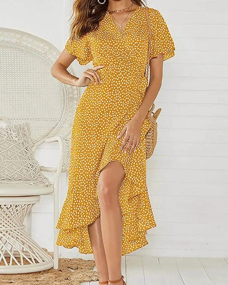 Isalene Ruffle Wrap Maxi Robe