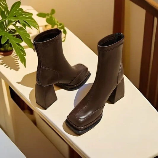 Julia Block Heel Square Toe Boots