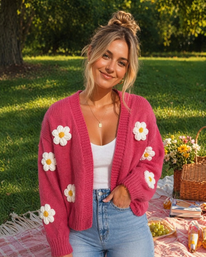 June Floral Embroidered Knit Cardigan