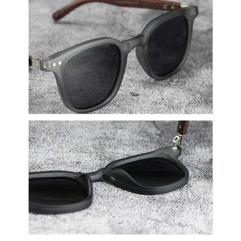 Lazaro Polarized Wood Frame Sunglasses