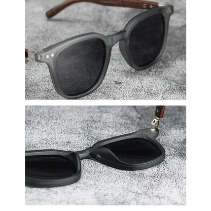 Lazaro Polarized Wood Frame Sunglasses