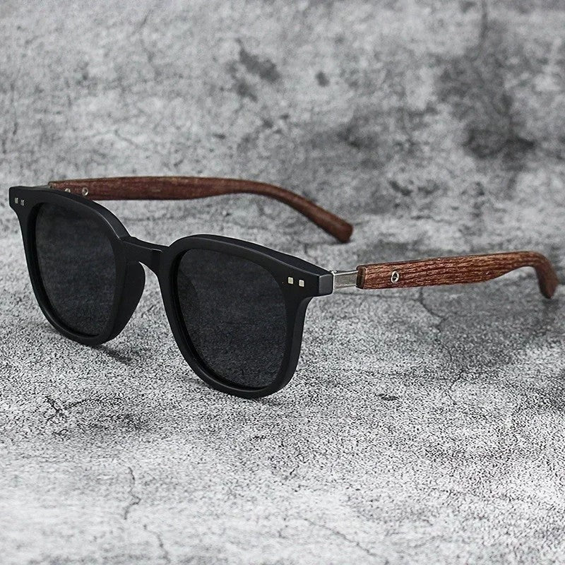 Lazaro Polarized Wood Frame Sunglasses