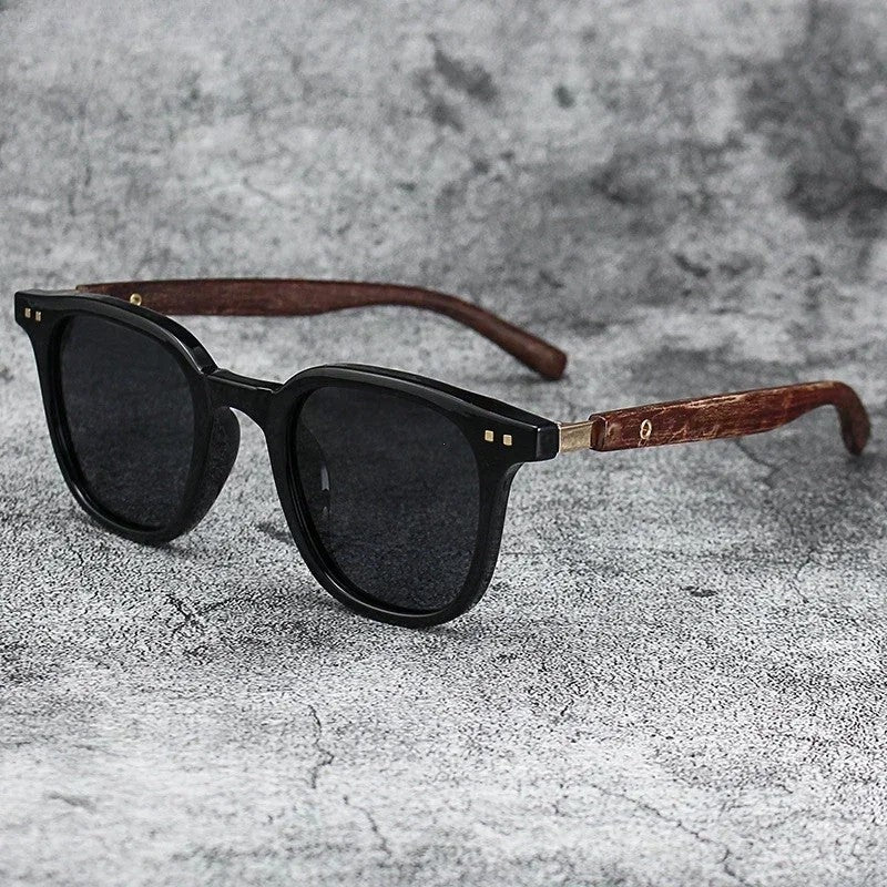 Lazaro Polarized Wood Frame Sunglasses