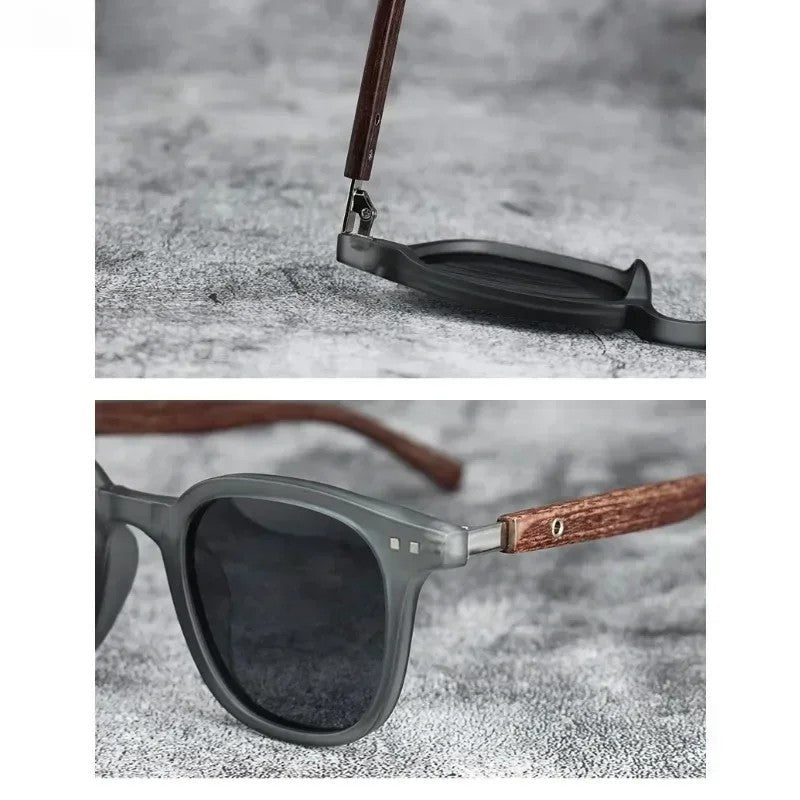 Lazaro Polarized Wood Frame Sunglasses