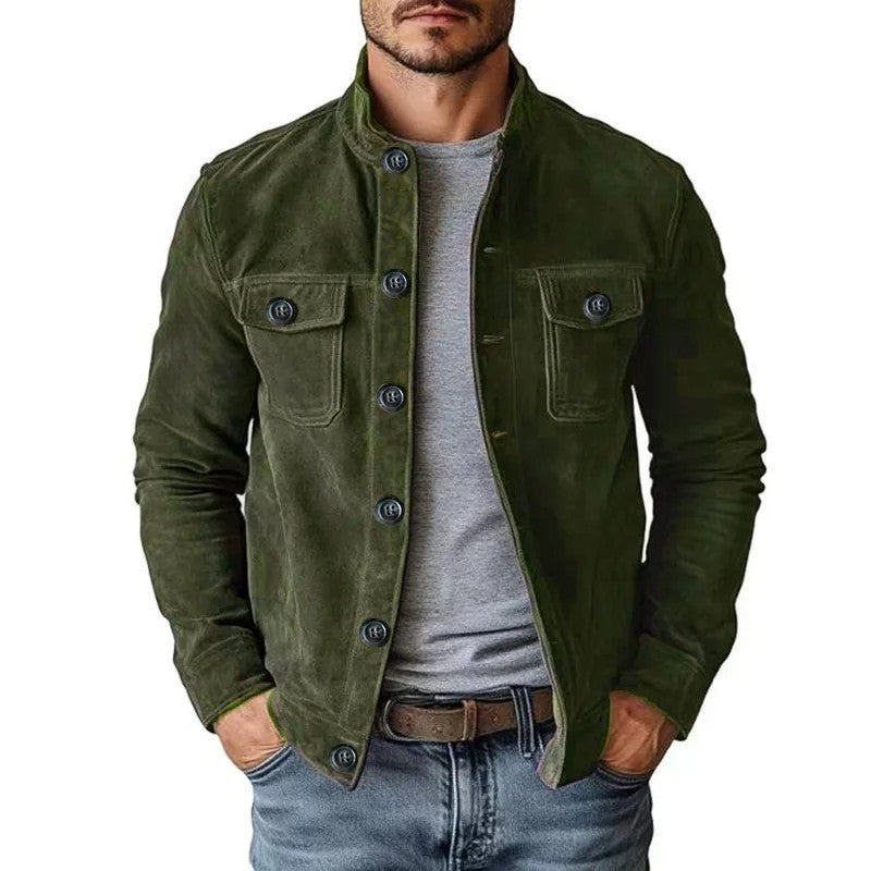 Lazaro Suede Button-Up Utility Jacket – Arden York