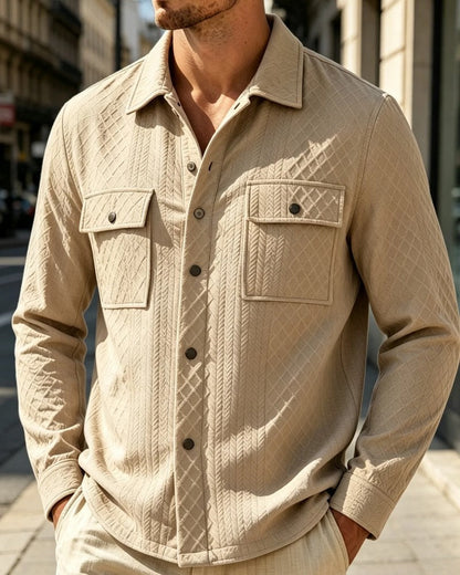 Lazien Quilted Textured Button-Up Shirt
