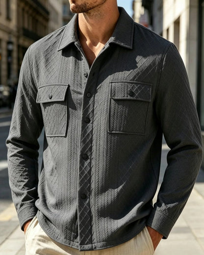 Lazien Quilted Textured Button-Up Shirt