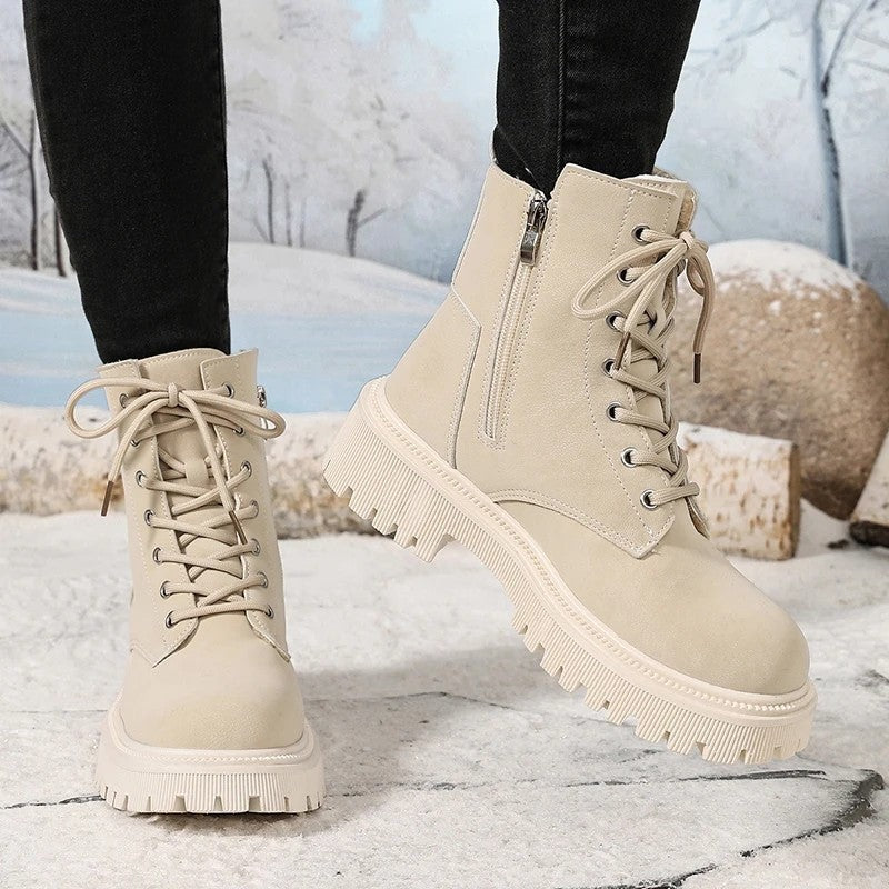 Leah Lace-Up Side Zip Ankle Boots
