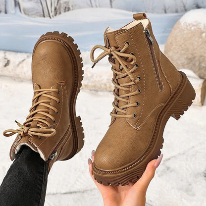 Leah Lace-Up Side Zip Ankle Boots