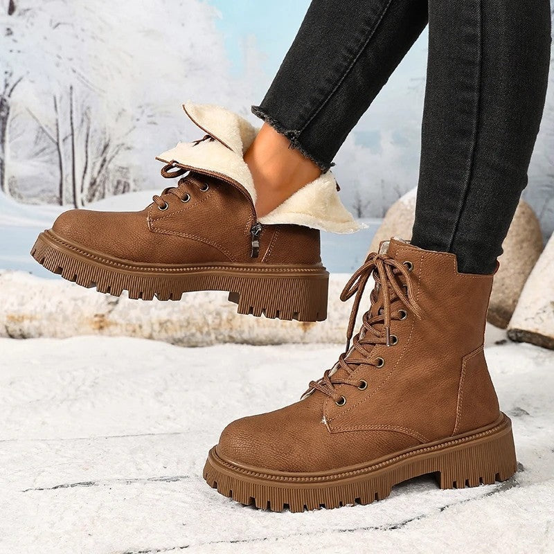 Leah Lace-Up Side Zip Ankle Boots