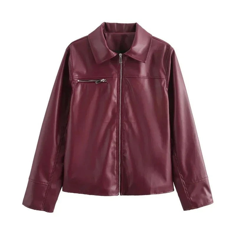 Lena Oversized Faux Leather Zip Jacket