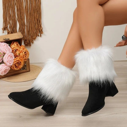 Lily Faux Fur Block Heel Boots