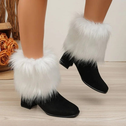 Lily Faux Fur Block Heel Boots
