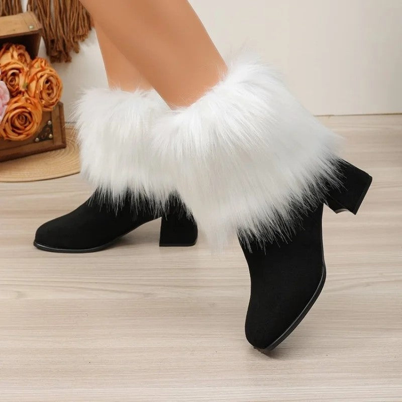 Lily Faux Fur Block Heel Boots