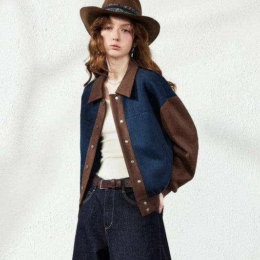 Lunari Colorblock Wool Bomber Jacket