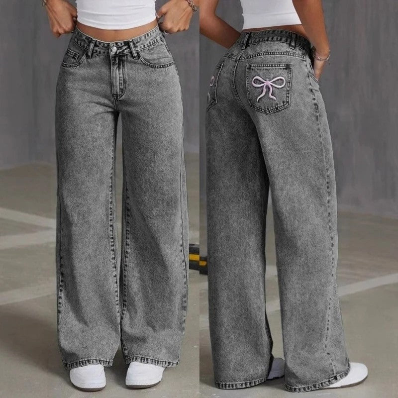 Lunari Relaxed Embroidered Wide-Leg Jeans