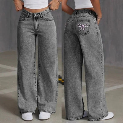 Lunari Relaxed Embroidered Wide-Leg Jeans