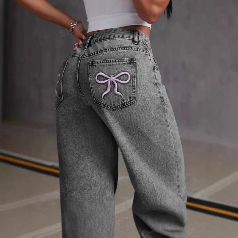 Lunari Relaxed Embroidered Wide-Leg Jeans