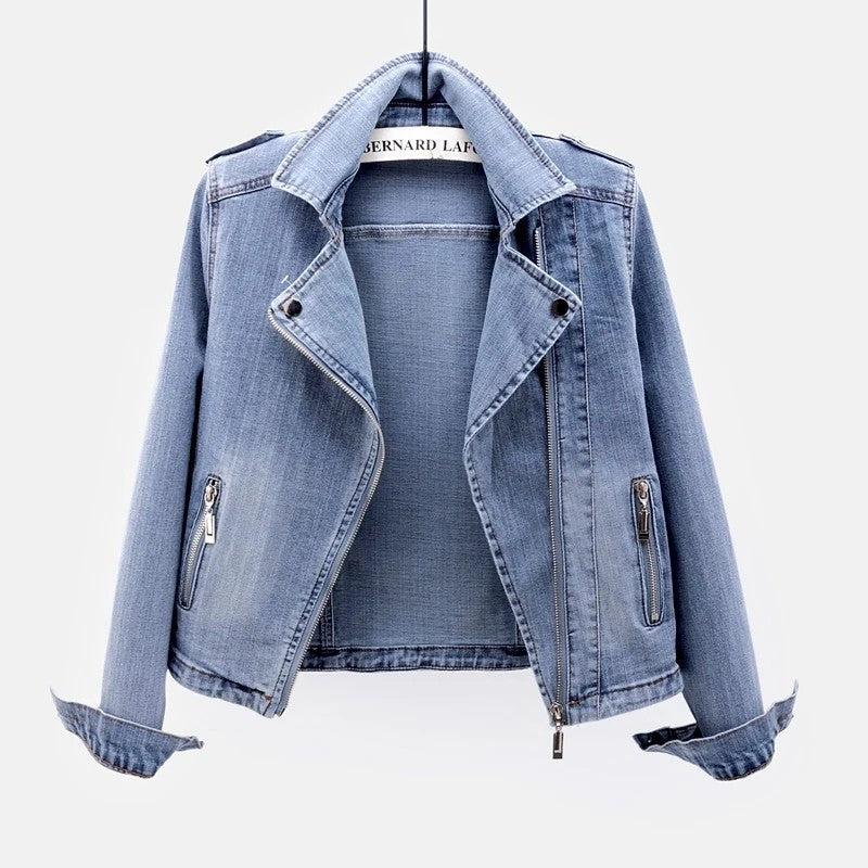 Lunari Relaxed Moto Denim Jacket