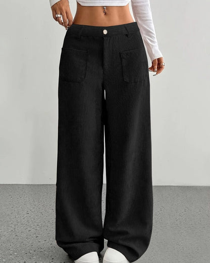 Lunari Relaxed Wide-Leg Corduroy Pants