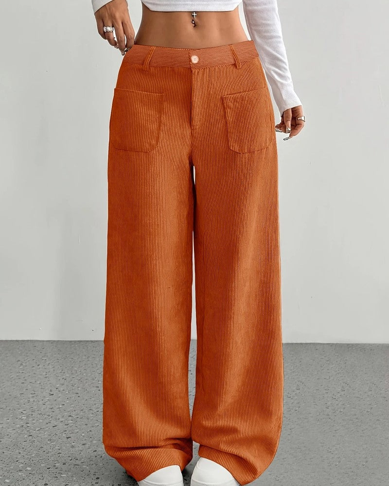 Lunari Relaxed Wide-Leg Corduroy Pants