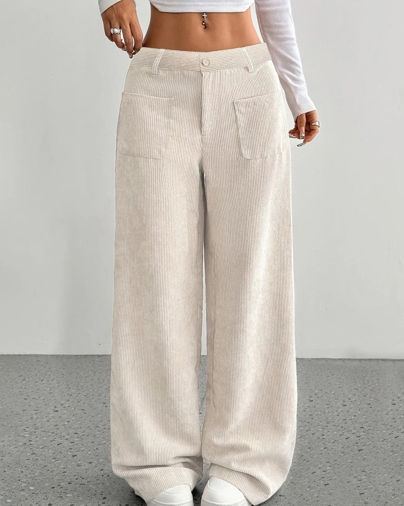 Lunari Relaxed Wide-Leg Corduroy Pants