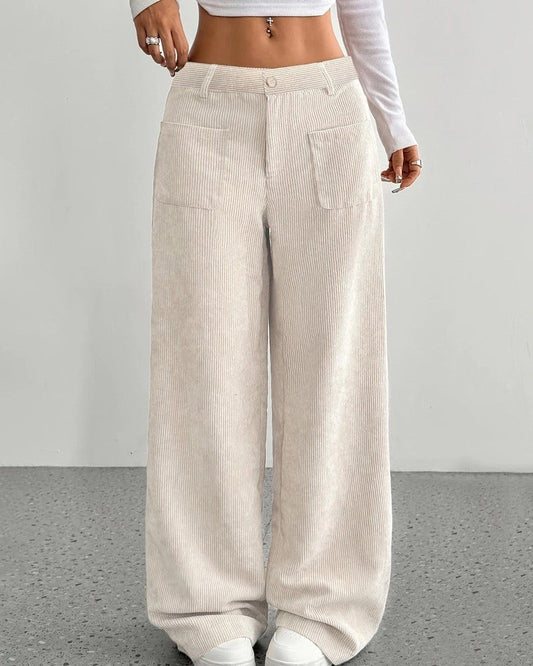 Lunari Relaxed Wide-Leg Corduroy Pants
