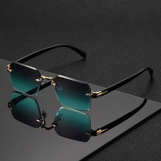 Lunari Rimless Gradient Square Sunglasses